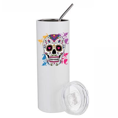 Candy Floral Graphic Skull Design Stainless Steel Tumbler