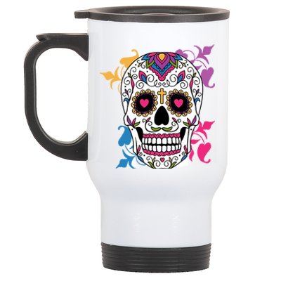 Candy Floral Graphic Skull Design Stainless Steel Travel Mug