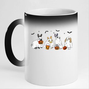 Cute Fall Ghost Bunny Rabbit Halloween Costume Spooky Season 11oz Black Color Changing Mug