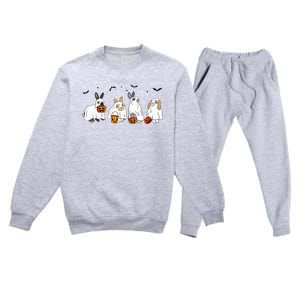 Cute Fall Ghost Bunny Rabbit Halloween Costume Spooky Season Premium Crewneck Sweatsuit Set