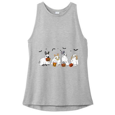 Cute Fall Ghost Bunny Rabbit Halloween Costume Spooky Season Ladies PosiCharge Tri-Blend Wicking Tank