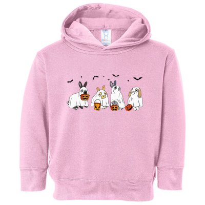 Cute Fall Ghost Bunny Rabbit Halloween Costume Spooky Season Toddler Hoodie