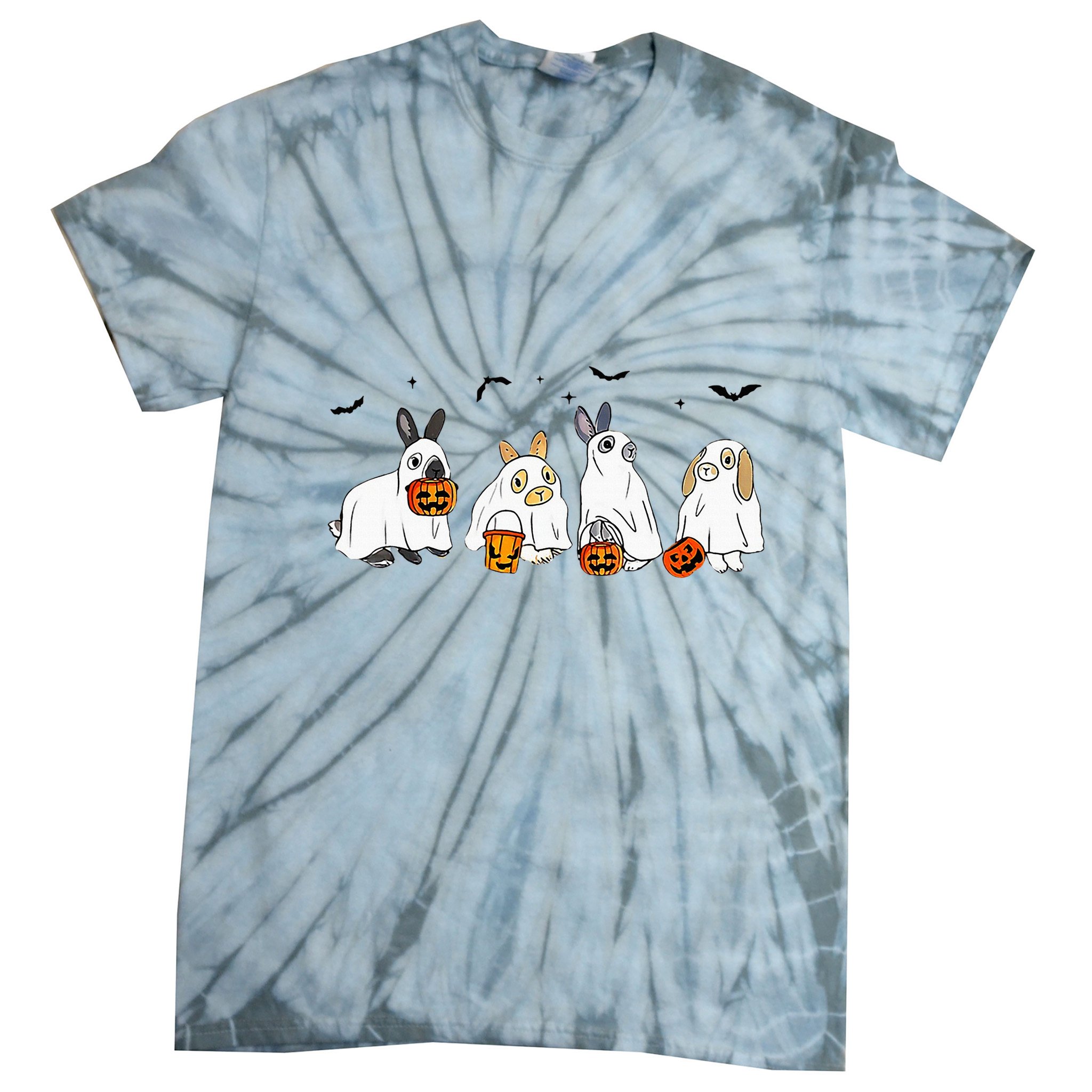 Cute Fall Ghost Bunny Rabbit Halloween Costume Spooky Season Tie-Dye T-Shirt
