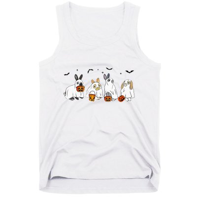 Cute Fall Ghost Bunny Rabbit Halloween Costume Spooky Season Tank Top