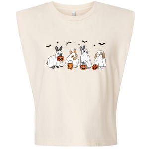 Cute Fall Ghost Bunny Rabbit Halloween Costume Spooky Season Garment-Dyed Women's Muscle Tee