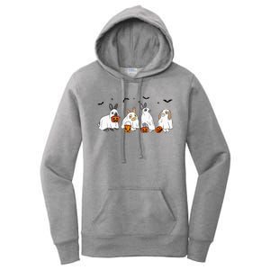 Cute Fall Ghost Bunny Rabbit Halloween Costume Spooky Season Women's Pullover Hoodie