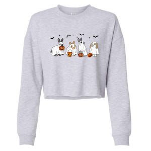 Cute Fall Ghost Bunny Rabbit Halloween Costume Spooky Season Cropped Pullover Crew