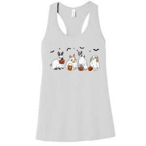 Cute Fall Ghost Bunny Rabbit Halloween Costume Spooky Season Women's Racerback Tank