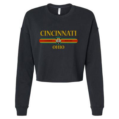 Cincinnati Funny Gift Ohio Funny Gift Fashion Design Funny Gift Tiger Face Funny Cropped Pullover Crew