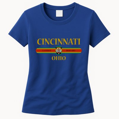 Cincinnati Funny Gift Ohio Funny Gift Fashion Design Funny Gift Tiger Face Funny Womens T-Shirt
