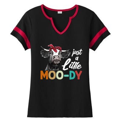 Cow Funny Gift Just A Little Moofunny Giftdy Funny Gift Cow's Lover Funny Gift F Ladies Halftime Notch Neck Tee