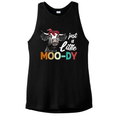 Cow Funny Gift Just A Little Moofunny Giftdy Funny Gift Cow's Lover Funny Gift F Ladies PosiCharge Tri-Blend Wicking Tank