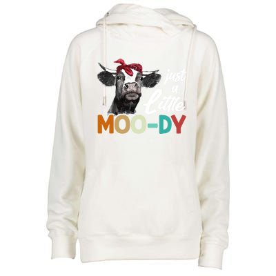 Cow Funny Gift Just A Little Moofunny Giftdy Funny Gift Cow's Lover Funny Gift F Womens Funnel Neck Pullover Hood