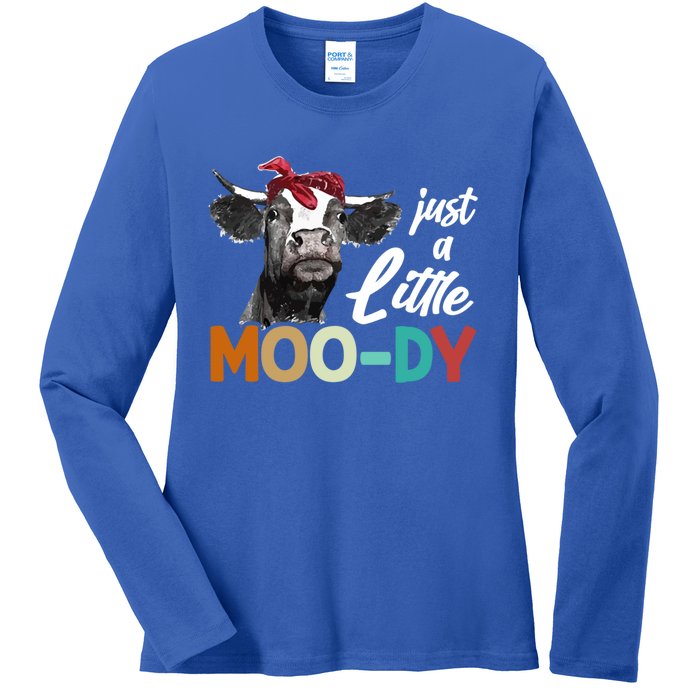 Cow Funny Gift Just A Little Moofunny Giftdy Funny Gift Cow's Lover Funny Gift F Ladies Long Sleeve Shirt