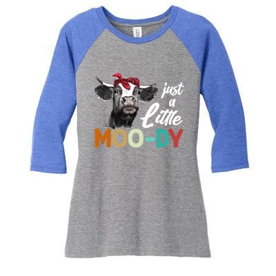 Cow Funny Gift Just A Little Moofunny Giftdy Funny Gift Cow's Lover Funny Gift F Women's Tri-Blend 3/4-Sleeve Raglan Shirt