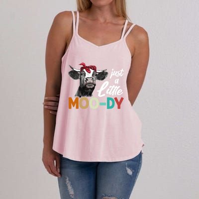 Cow Funny Gift Just A Little Moofunny Giftdy Funny Gift Cow's Lover Funny Gift F Women's Strappy Tank