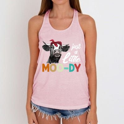 Cow Funny Gift Just A Little Moofunny Giftdy Funny Gift Cow's Lover Funny Gift F Women's Knotted Racerback Tank