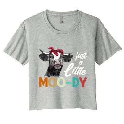 Cow Funny Gift Just A Little Moofunny Giftdy Funny Gift Cow's Lover Funny Gift F Women's Crop Top Tee