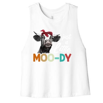 Cow Funny Gift Just A Little Moofunny Giftdy Funny Gift Cow's Lover Funny Gift F Women's Racerback Cropped Tank