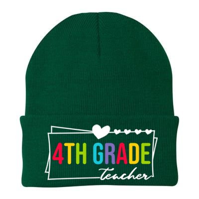 Cute Fourth Grade Teacher Heart For Teachers 4Th Grade Cool Gift Knit Cap Winter Beanie