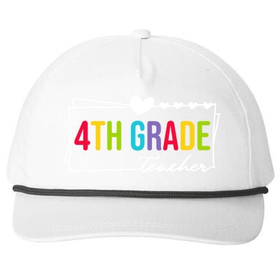 Cute Fourth Grade Teacher Heart For Teachers 4Th Grade Cool Gift Snapback Five-Panel Rope Hat