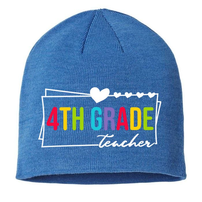 Cute Fourth Grade Teacher Heart For Teachers 4Th Grade Cool Gift Sustainable Beanie