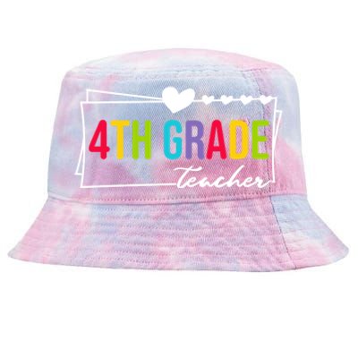 Cute Fourth Grade Teacher Heart For Teachers 4Th Grade Cool Gift Tie-Dyed Bucket Hat