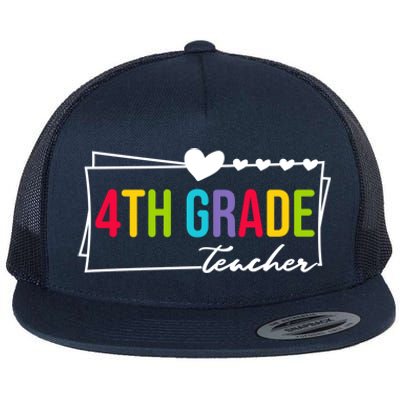 Cute Fourth Grade Teacher Heart For Teachers 4Th Grade Cool Gift Flat Bill Trucker Hat