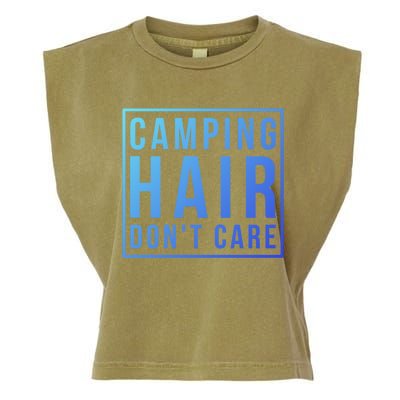 Camp Funny Gift Ladies Camping Hair Dont Care Gift Garment-Dyed Women's Muscle Tee