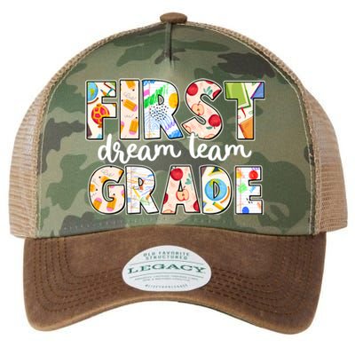 Cute First Grade Dream Team Back To School Legacy Tie Dye Trucker Hat