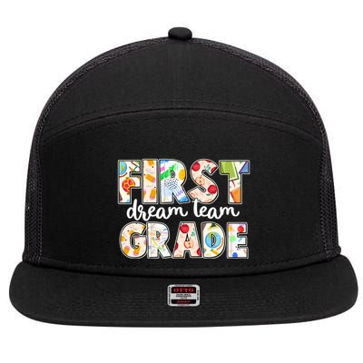 Cute First Grade Dream Team Back To School 7 Panel Mesh Trucker Snapback Hat