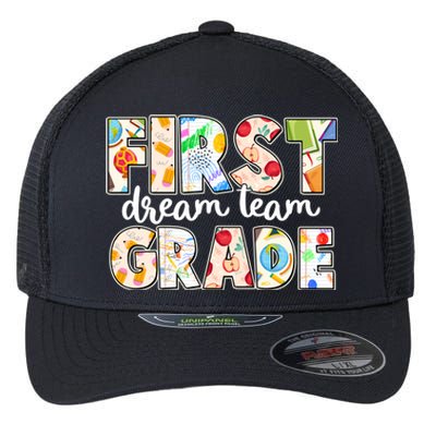 Cute First Grade Dream Team Back To School Flexfit Unipanel Trucker Cap