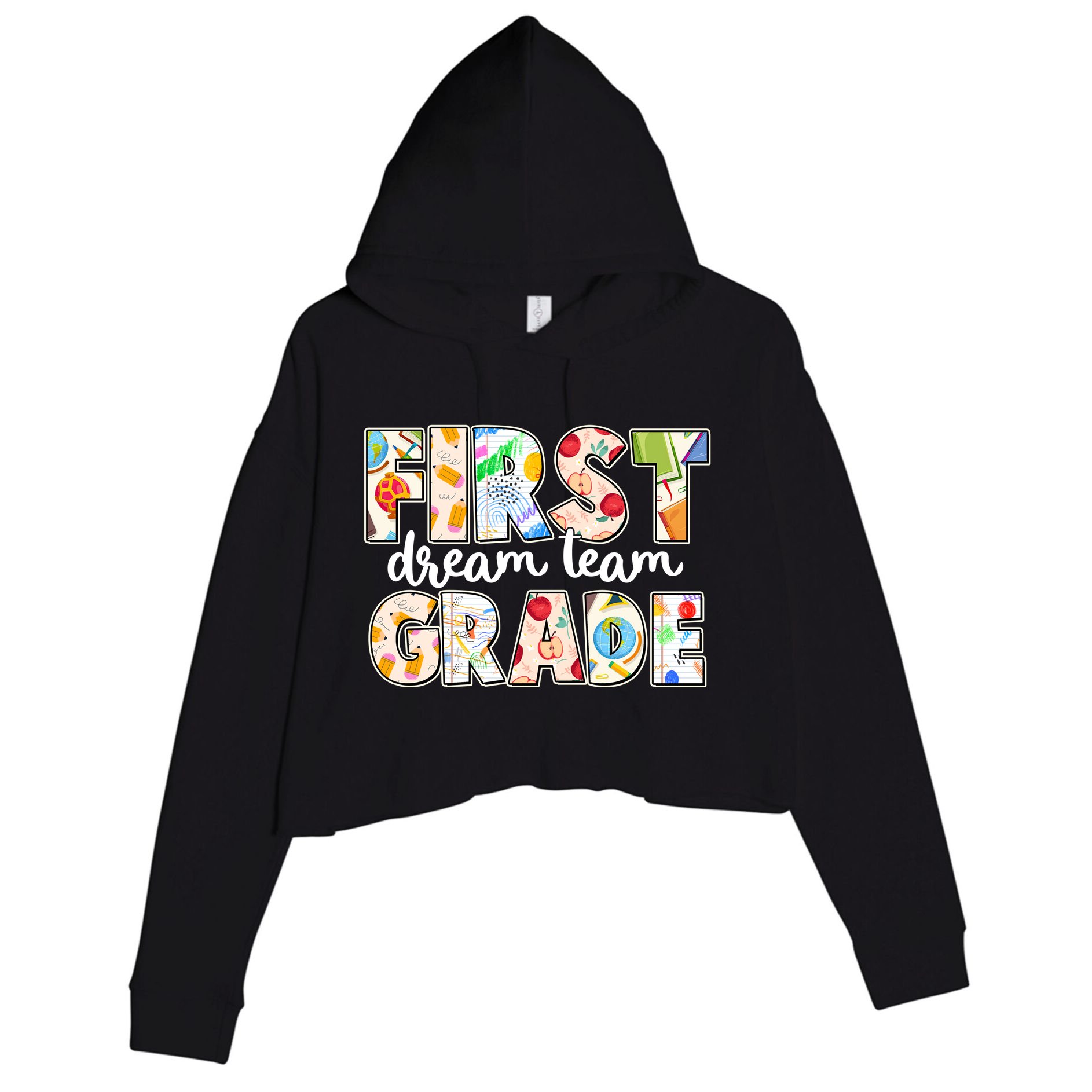 Cute First Grade Dream Team Back To School Crop Fleece Hoodie