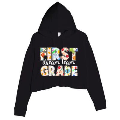 Cute First Grade Dream Team Back To School Crop Fleece Hoodie