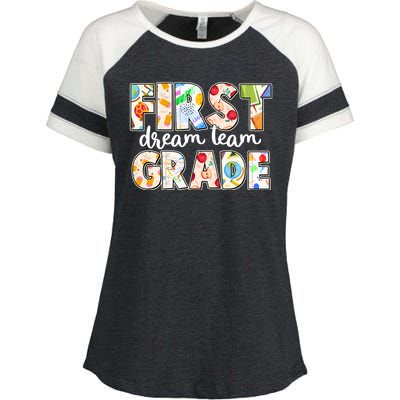 Cute First Grade Dream Team Back To School Enza Ladies Jersey Colorblock Tee