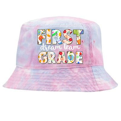 Cute First Grade Dream Team Back To School Tie-Dyed Bucket Hat