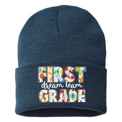 Cute First Grade Dream Team Back To School Sustainable Knit Beanie