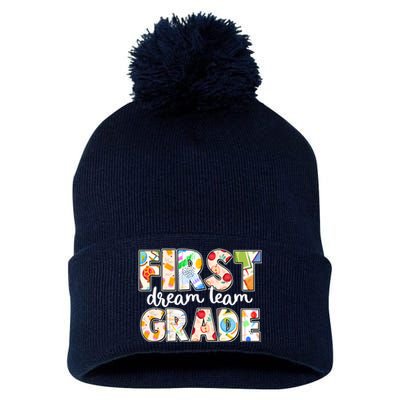 Cute First Grade Dream Team Back To School Pom Pom 12in Knit Beanie