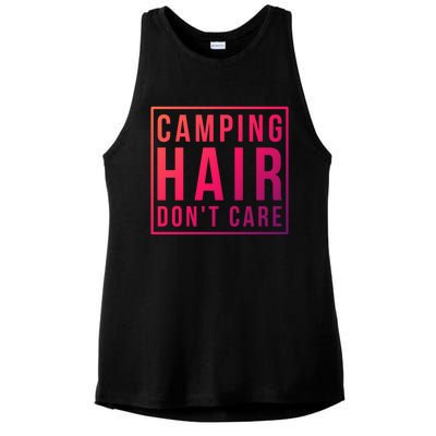 Camp Funny Gift Ladies Camping Hair Dont Care Gift Ladies PosiCharge Tri-Blend Wicking Tank