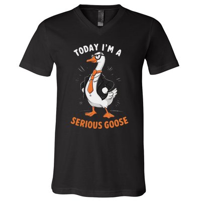 Cute Funny Goose Today IM A Serious Goose For Women V-Neck T-Shirt