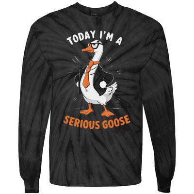 Cute Funny Goose Today IM A Serious Goose For Women Tie-Dye Long Sleeve Shirt