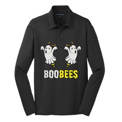 Cute Funny Ghost Halloween Boo Bees Gift Boobees Cute Gift Silk Touch Performance Long Sleeve Polo