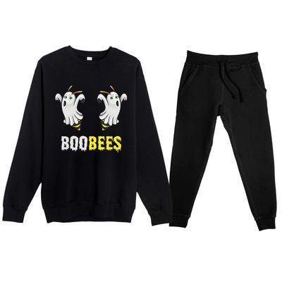 Cute Funny Ghost Halloween Boo Bees Gift Boobees Cute Gift Premium Crewneck Sweatsuit Set