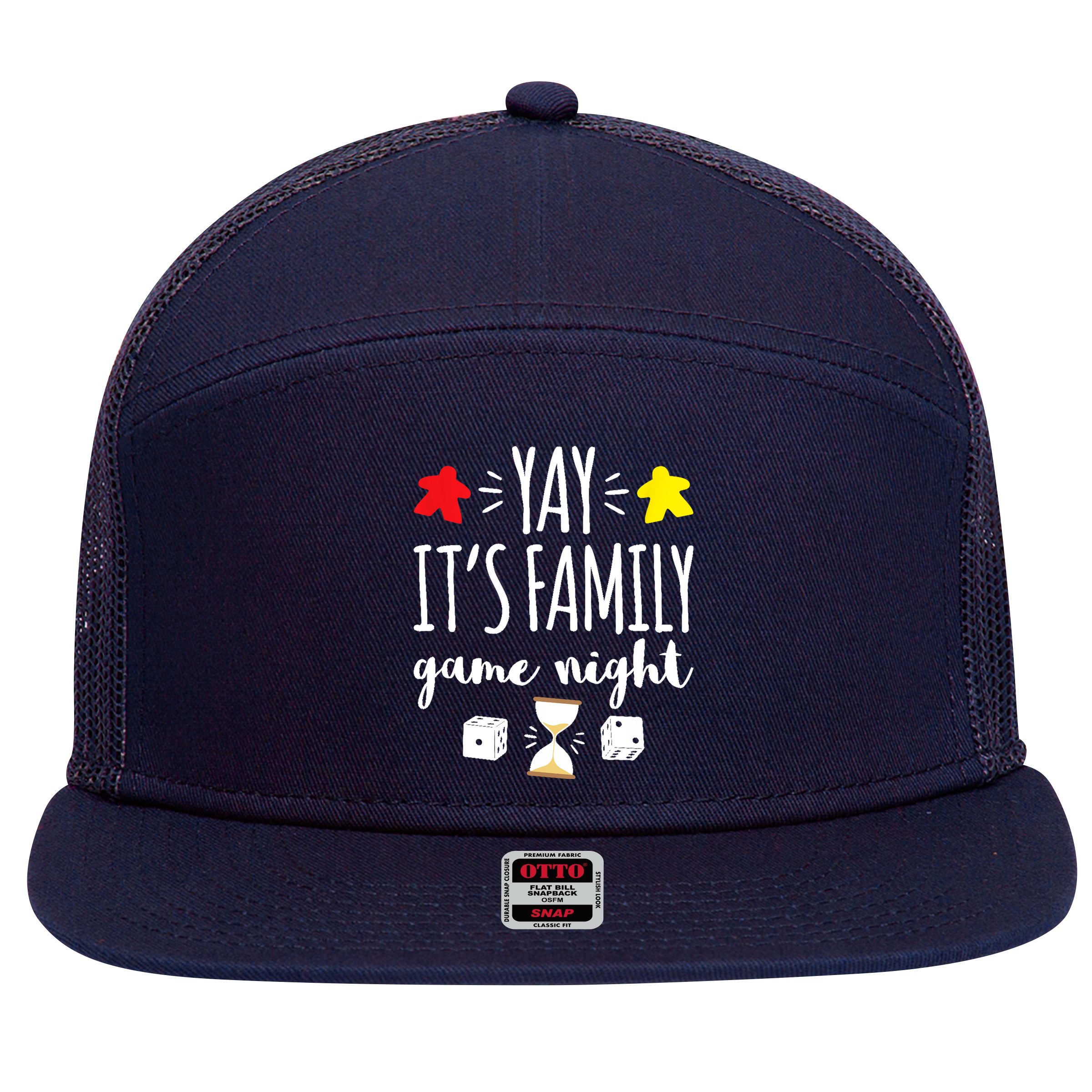 Celebrate Family Game Night Board Games Card Games 7 Panel Mesh Trucker Snapback Hat