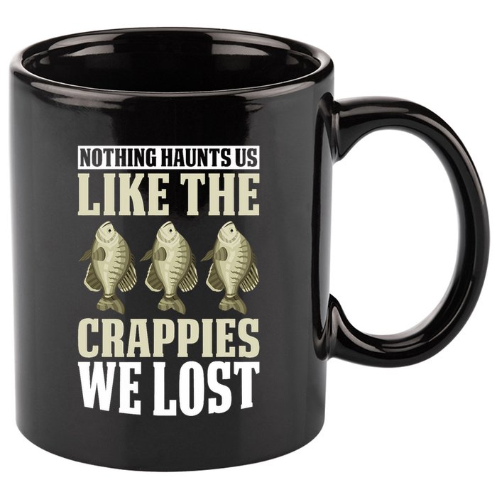 Crappie Fishing Gear Fishing Lure Fishing Net Crappe Fisher 11oz C Handle Ceramic Mug