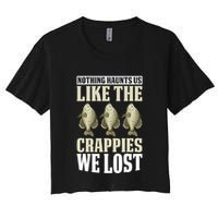 Crappie Fishing Gear Fishing Lure Fishing Net Crappe Fisher Women's Crop Top Tee