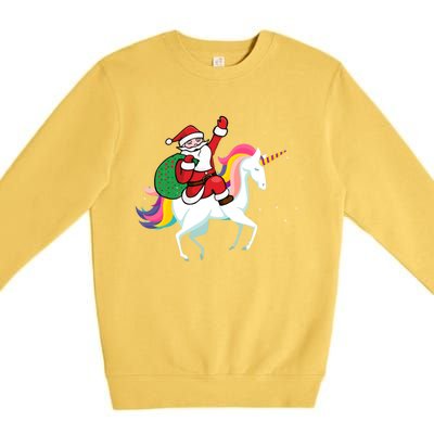 Christmas Funny Gift Santa Riding Unicorn Lovers Gift Premium Crewneck Sweatshirt