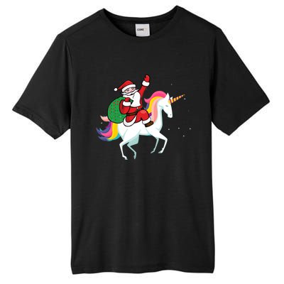 Christmas Funny Gift Santa Riding Unicorn Lovers Gift Tall Fusion ChromaSoft Performance T-Shirt