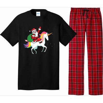 Christmas Funny Gift Santa Riding Unicorn Lovers Gift Pajama Set