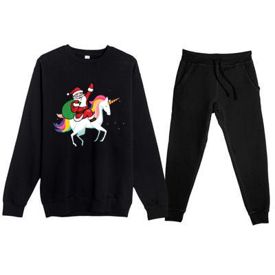 Christmas Funny Gift Santa Riding Unicorn Lovers Gift Premium Crewneck Sweatsuit Set